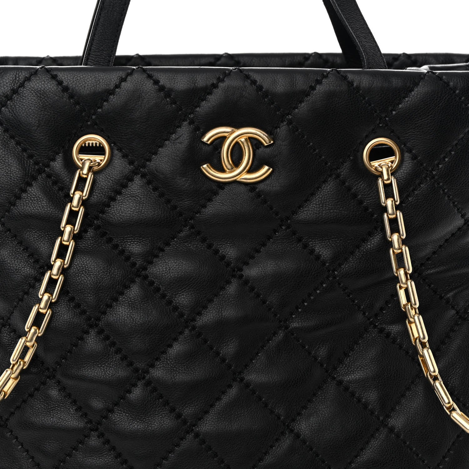 Chanel Calfskin Quilted Large Retro Chain Tote Black 8 of 18