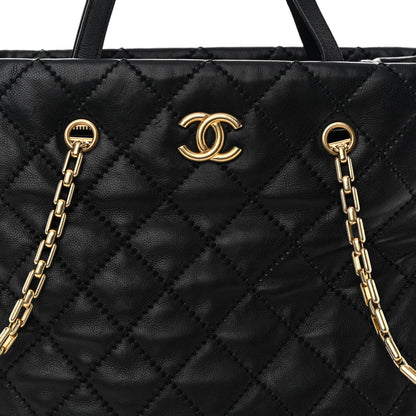 Chanel Calfskin Quilted Large Retro Chain Tote Black 8 of 18