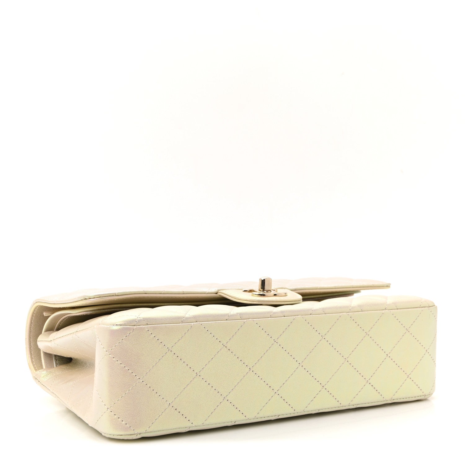 Chanel Iridescent Lambskin Quilted Medium Double Flap Ivory 4 of 11