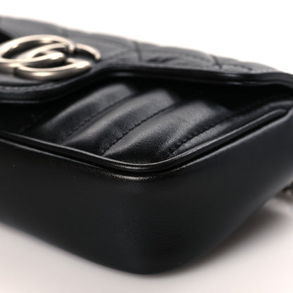 Gucci Calfskin Matelasse Aria Super Mini GG Marmont Shoulder Bag Black 9 of 10