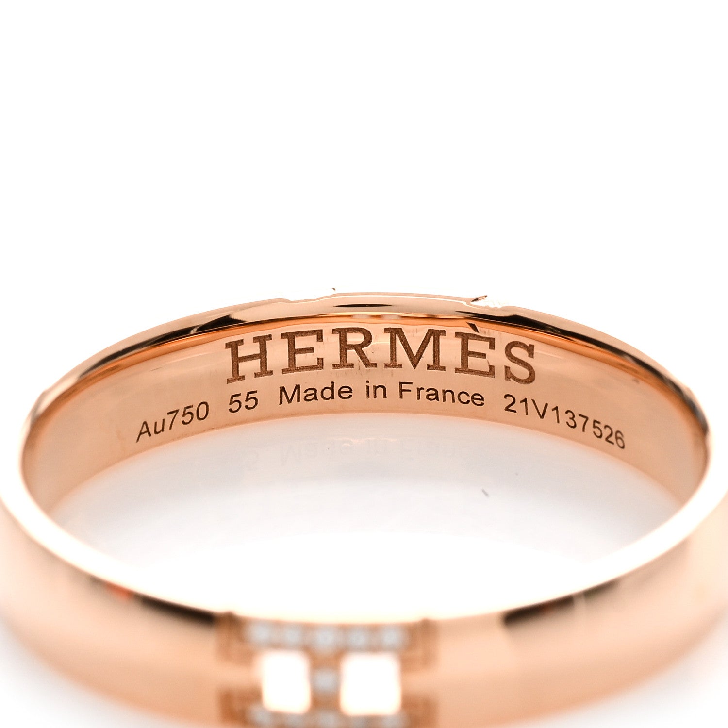 Hermes 18K Rose Gold Diamond Ever Herakles Wedding Band Ring 55 7.25 3 of 4