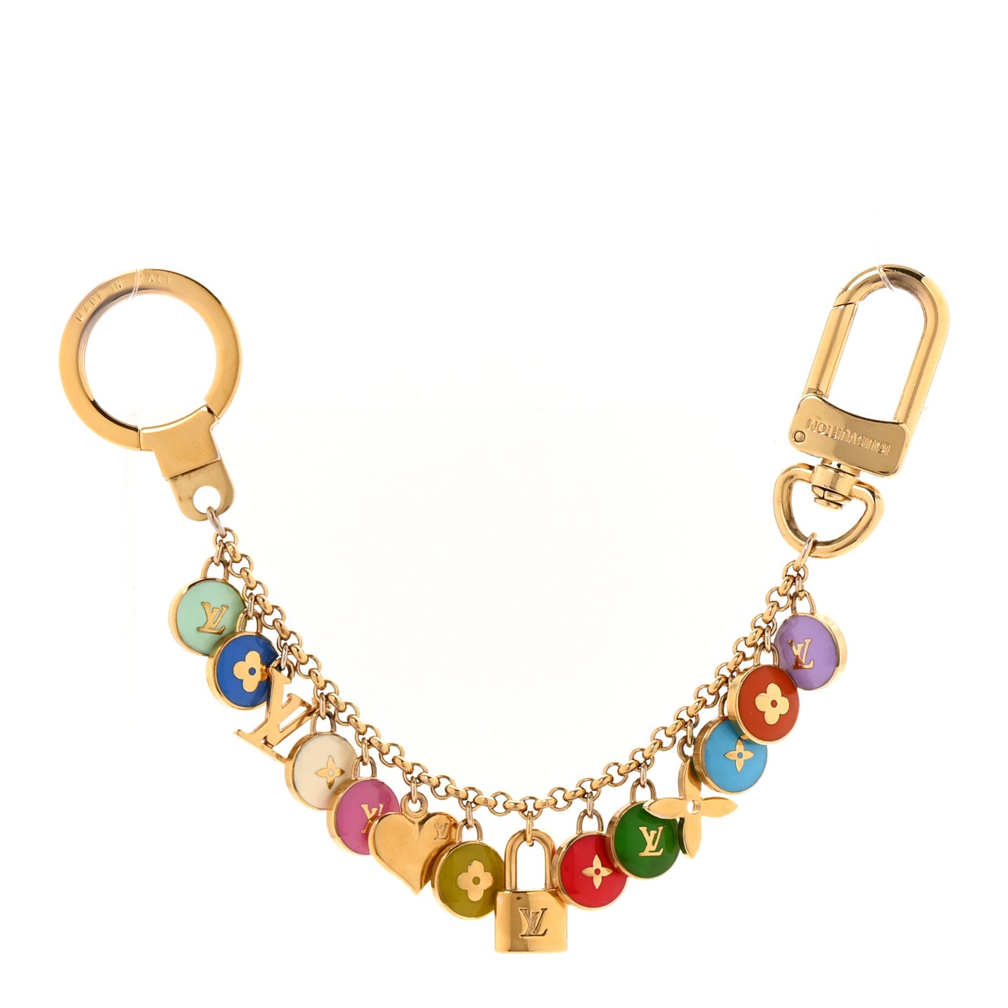 Metal Enamel Pastilles Key Chain Bag Charm Multicolor
