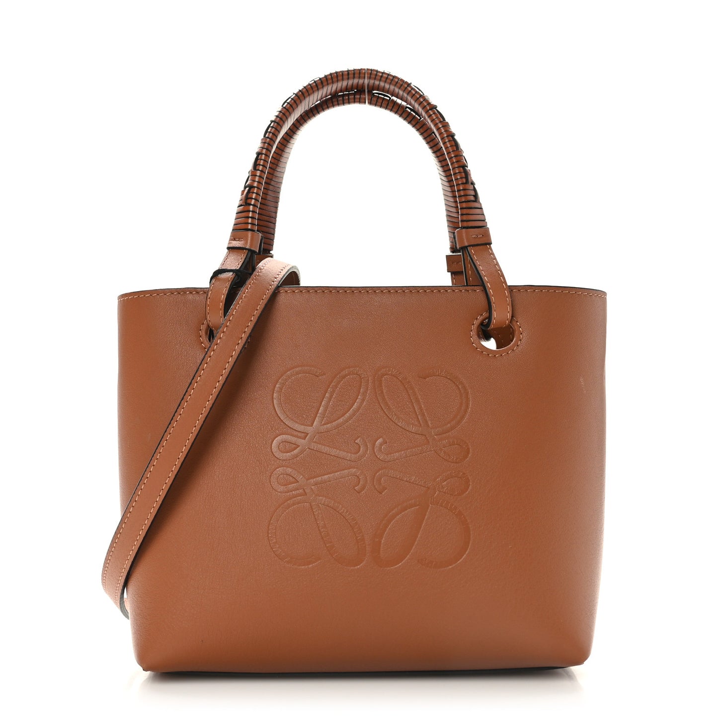 Smooth Calfskin Mini Anagram Tote Tan