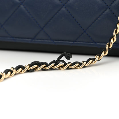 Chanel Calfskin Quilted Medium Graphic Flap Blue Black 11 of 11