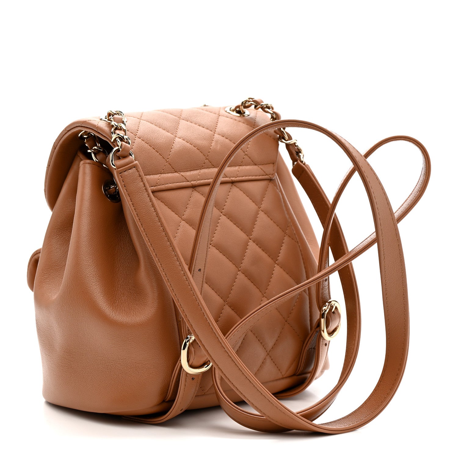 Chanel Lambskin Quilted Small Duma Drawstring Backpack Brown 3 of 10