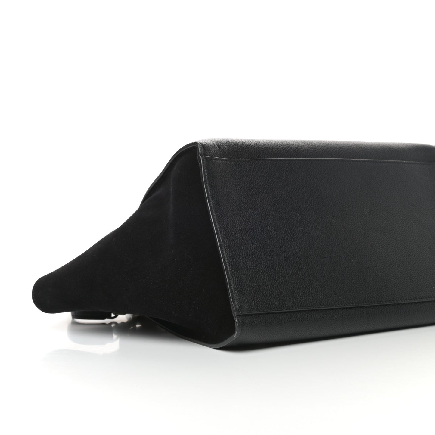 Drummed Calfskin Suede Small Trapeze Black