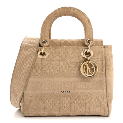 Christian Dior Canvas Embroidered Medium Lady D-Lite Beige 1 of 22