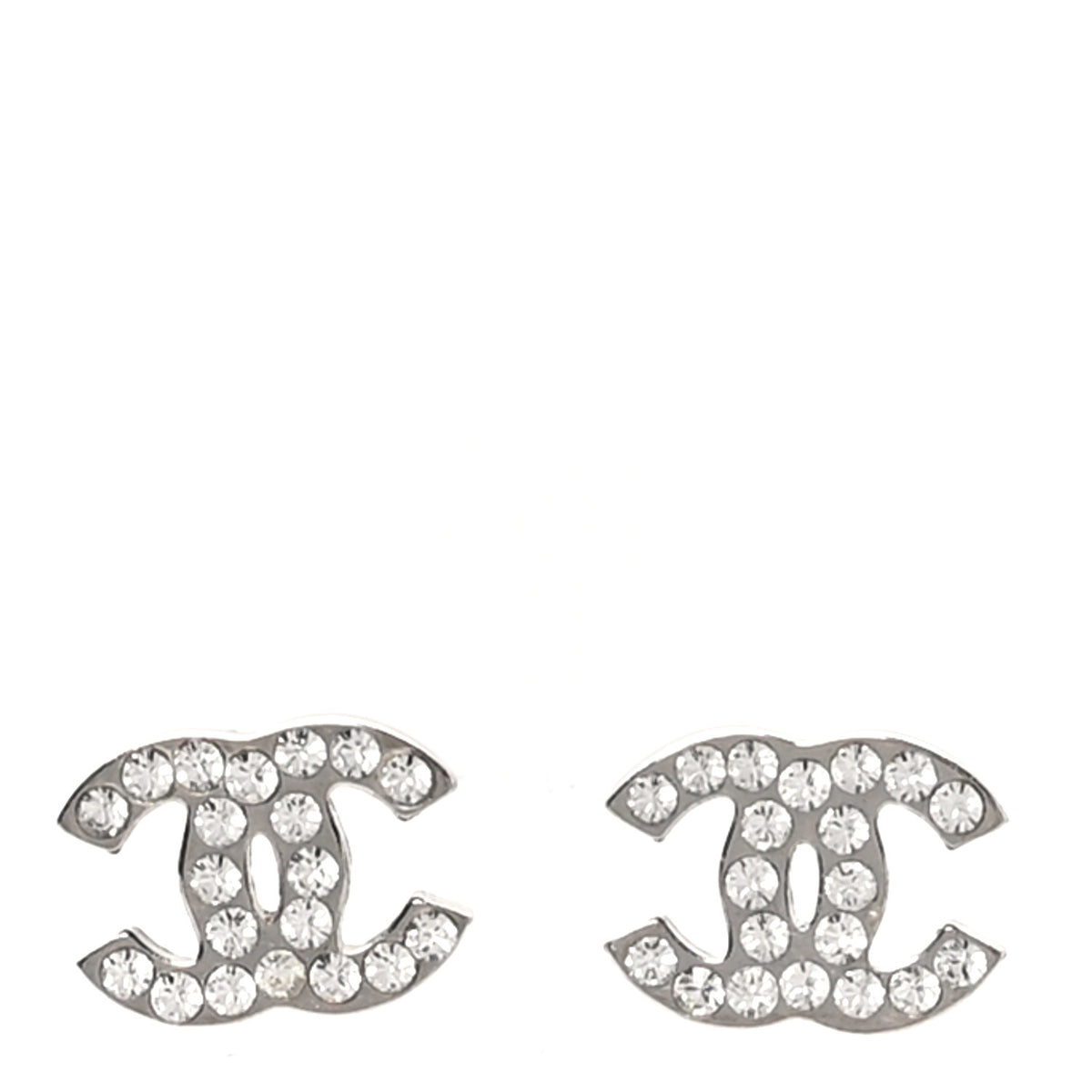 Chanel Crystal CC Earrings Silver 1 of 5