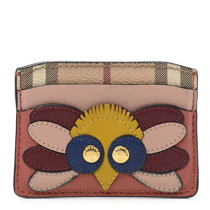 Burberry Calfskin Haymarket Check Bird Appliqué Card Case Multicolor 1 of 6
