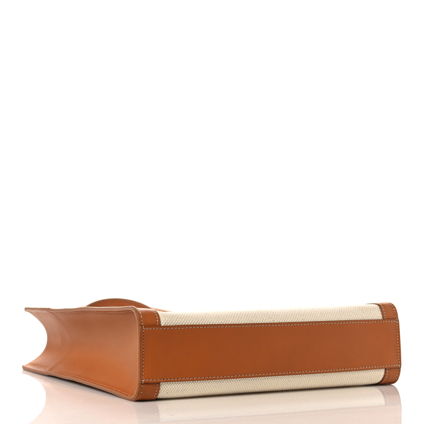Canvas Calfskin Logo Print Small Vertical Cabas Natural Tan