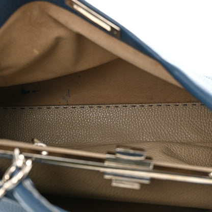 Fendi Cuoio Romano Selleria Bi-Color Medium Peekaboo Iconic Satchel Blue Latte 10 of 10