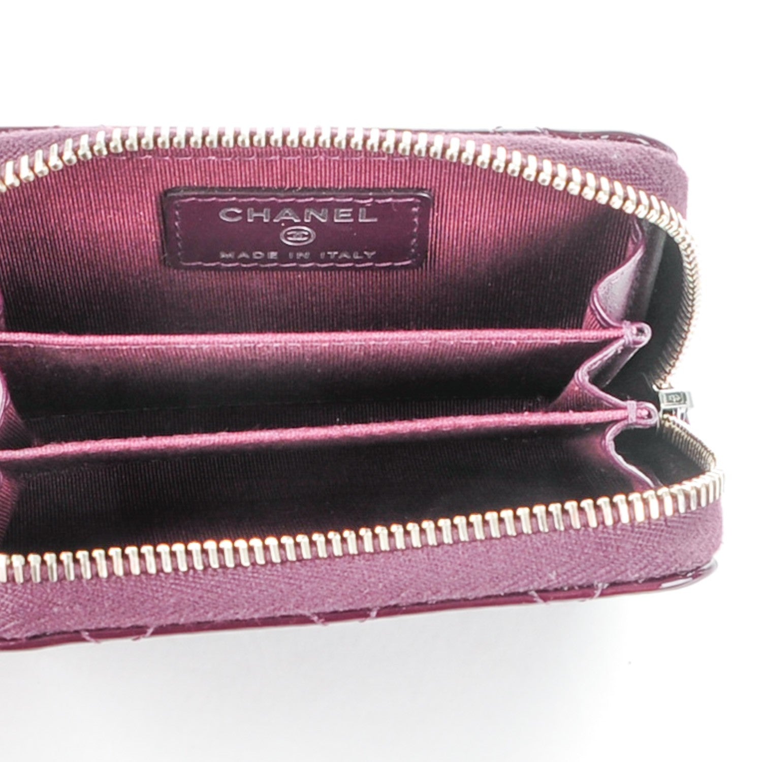 Chanel Patent Calfskin Quilted Zip Coin Purse Purple 5 of 7