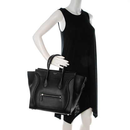 Celine Drummed Calfskin Mini Luggage Black 2 of 7