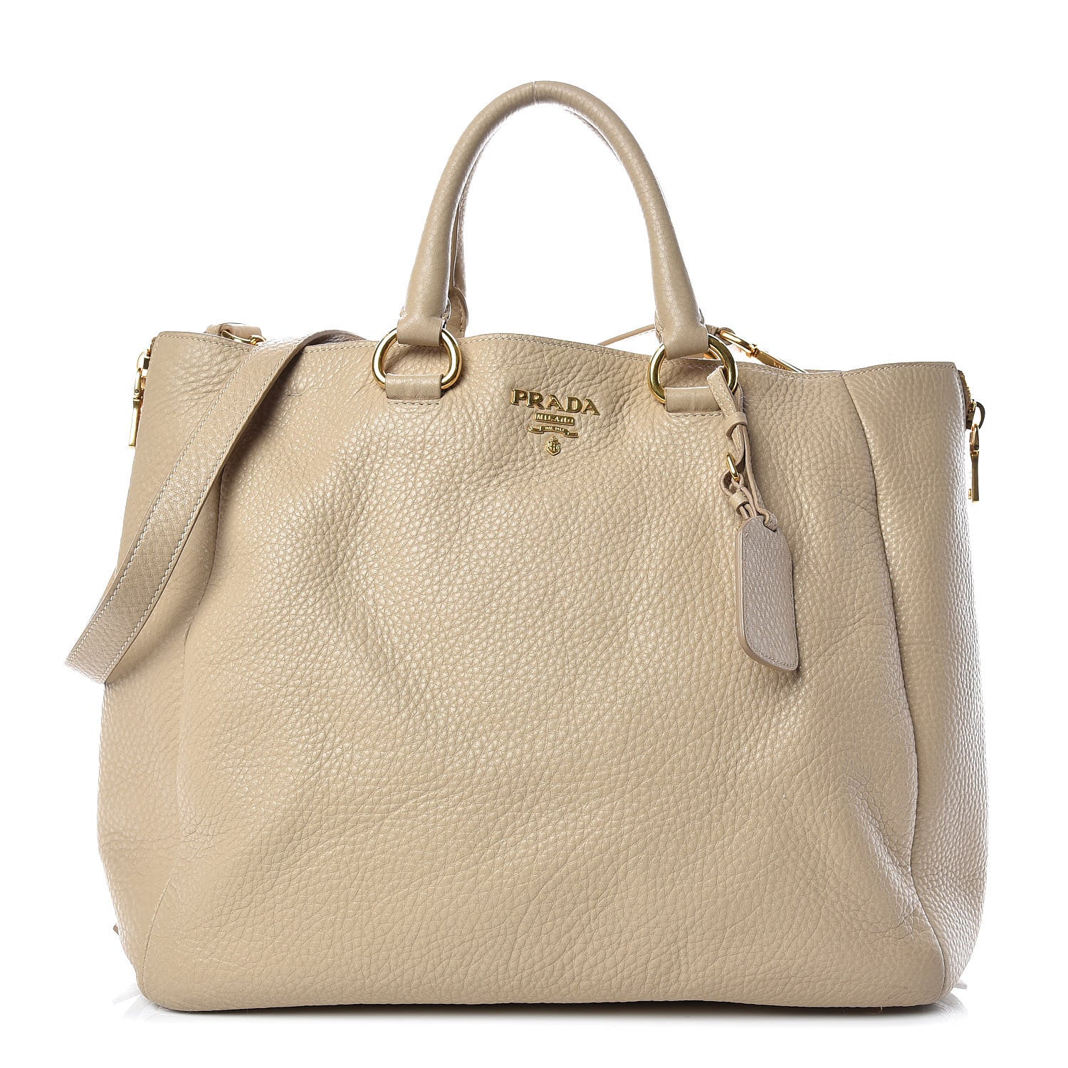 Prada Vitello Daino Side Zip Tote Sabbia 1 of 17