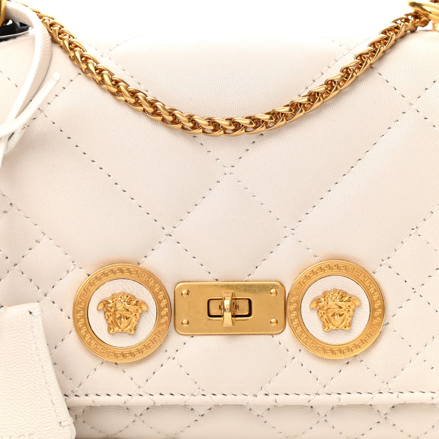 Nappa Quilted Icon Shoulder Bag White
