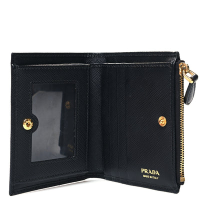 Prada Saffiano Zip Top Compact Wallet Black 5 of 7