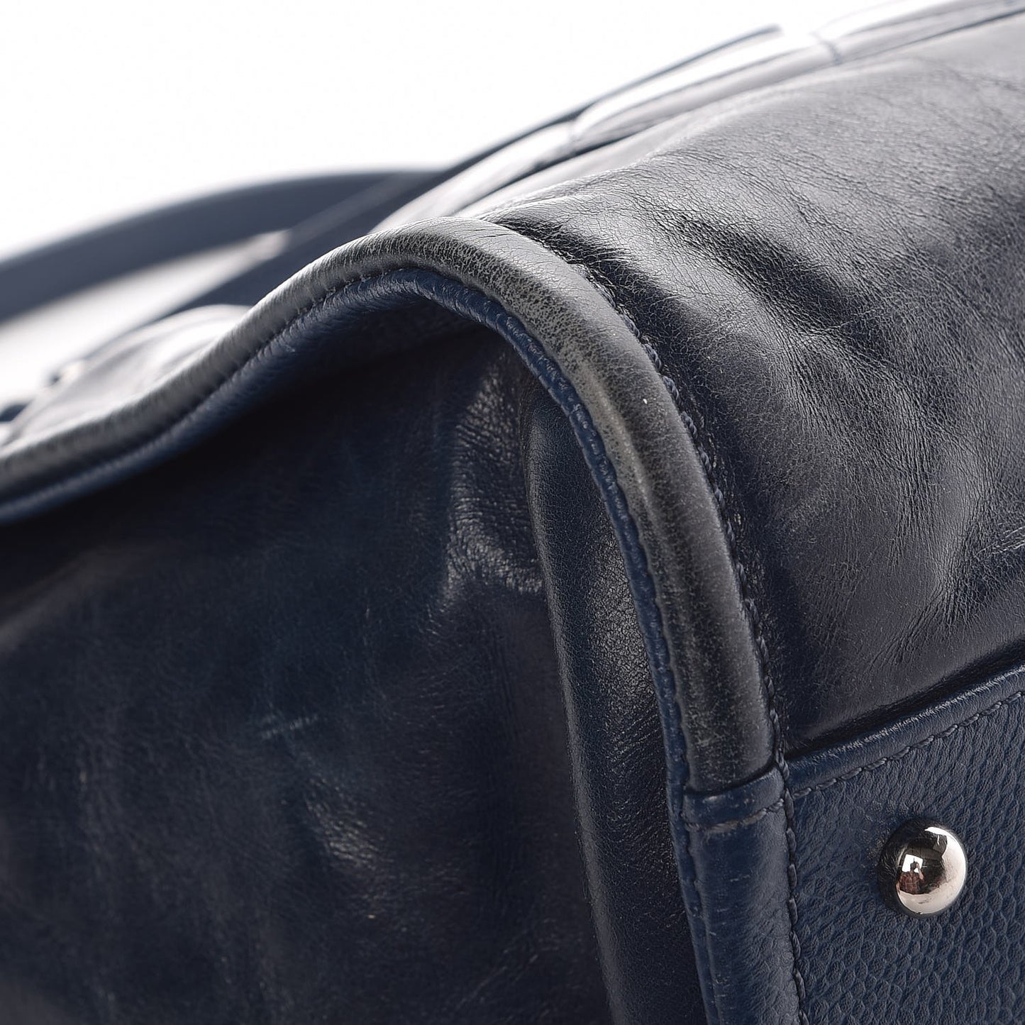 Glazed Calfskin Small Deauville Tote Blue