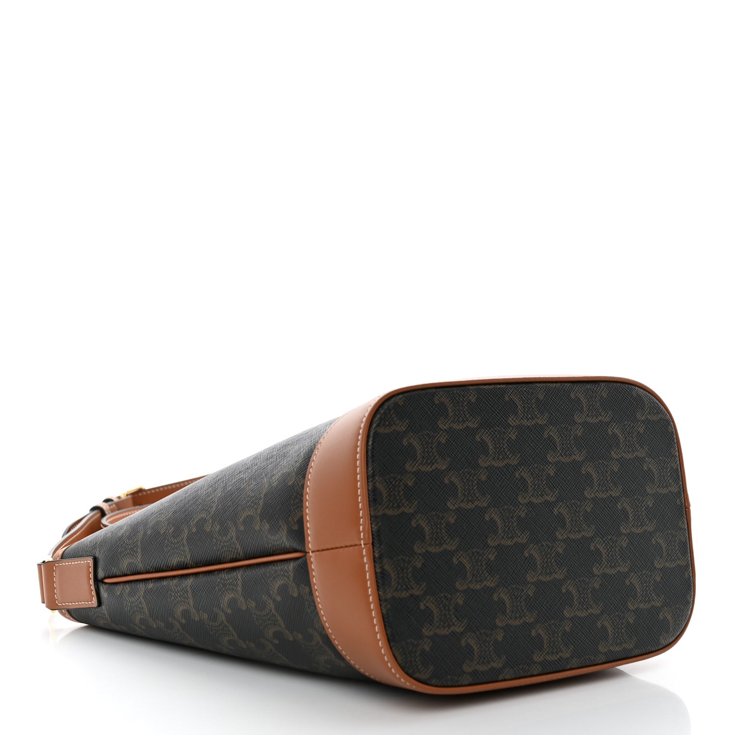 Triomphe Canvas Calfskin Small Bucket Bag Tan