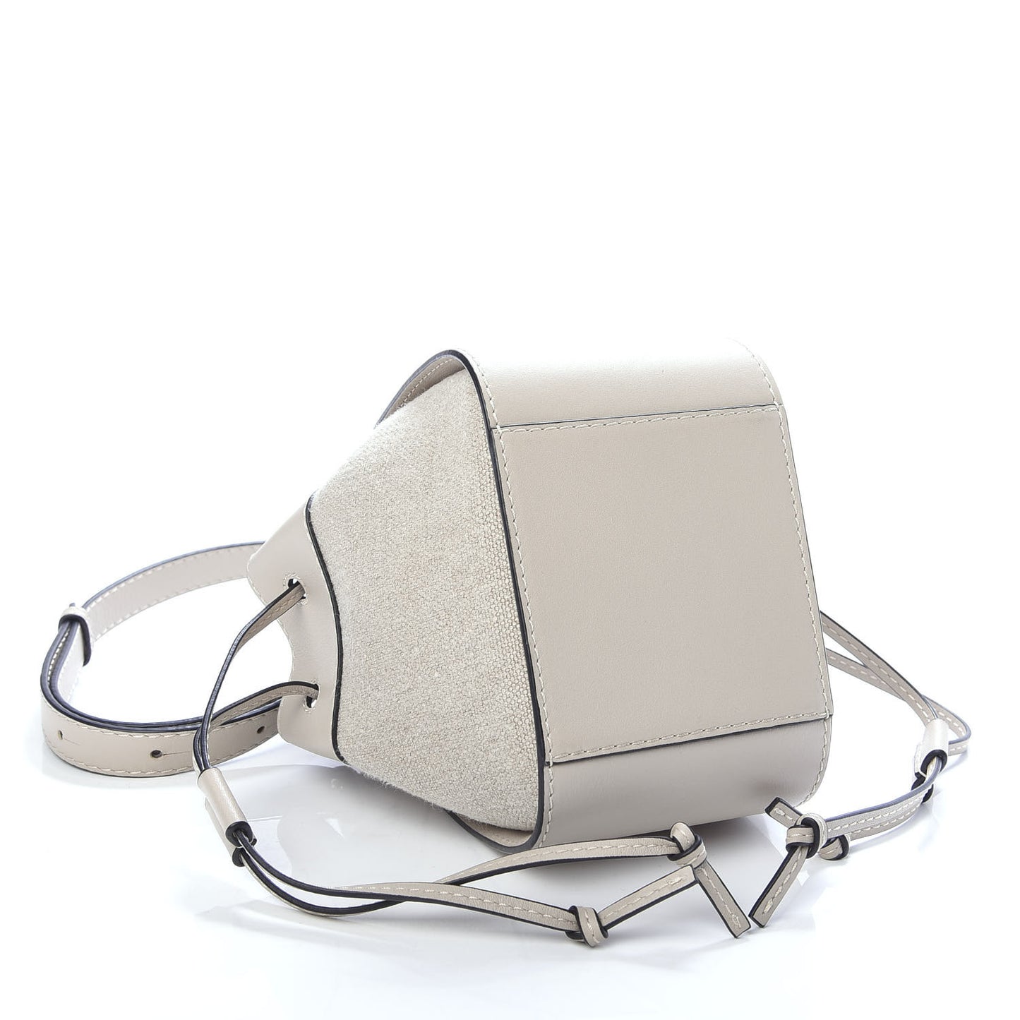 Calfskin Canvas Mini Hammock Shoulder Bag Natural Light Oat