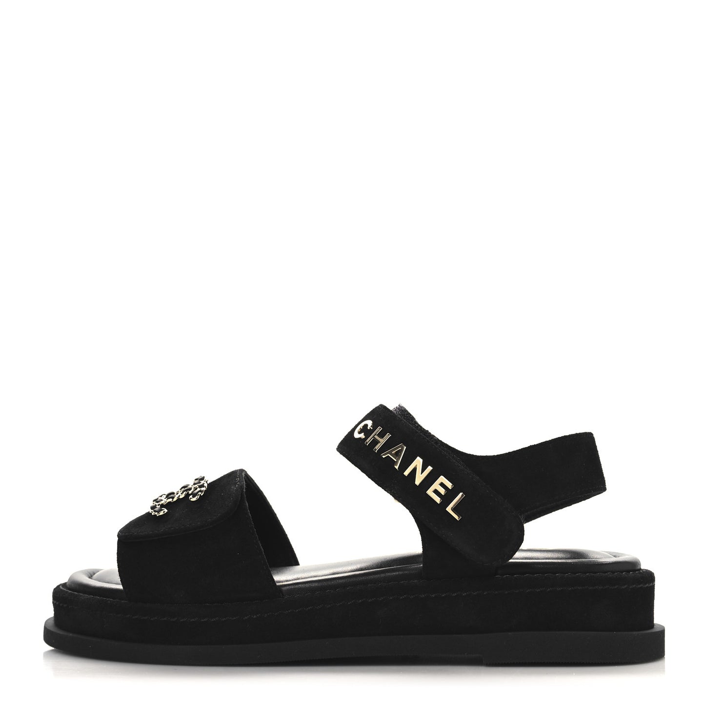 Suede Calfskin Dad Sandals 39 Black