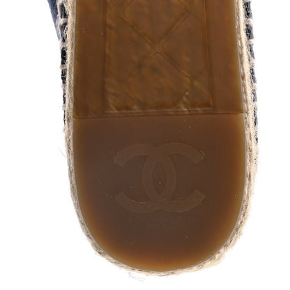 Chanel Denim Toile CC Espadrilles 37 Navy Black 9 of 15