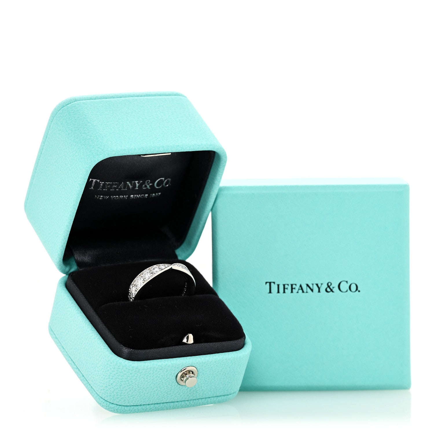 Tiffany Platinum Diamond 4.3mm Harmony Band Ring 49 4.75 6 of 6