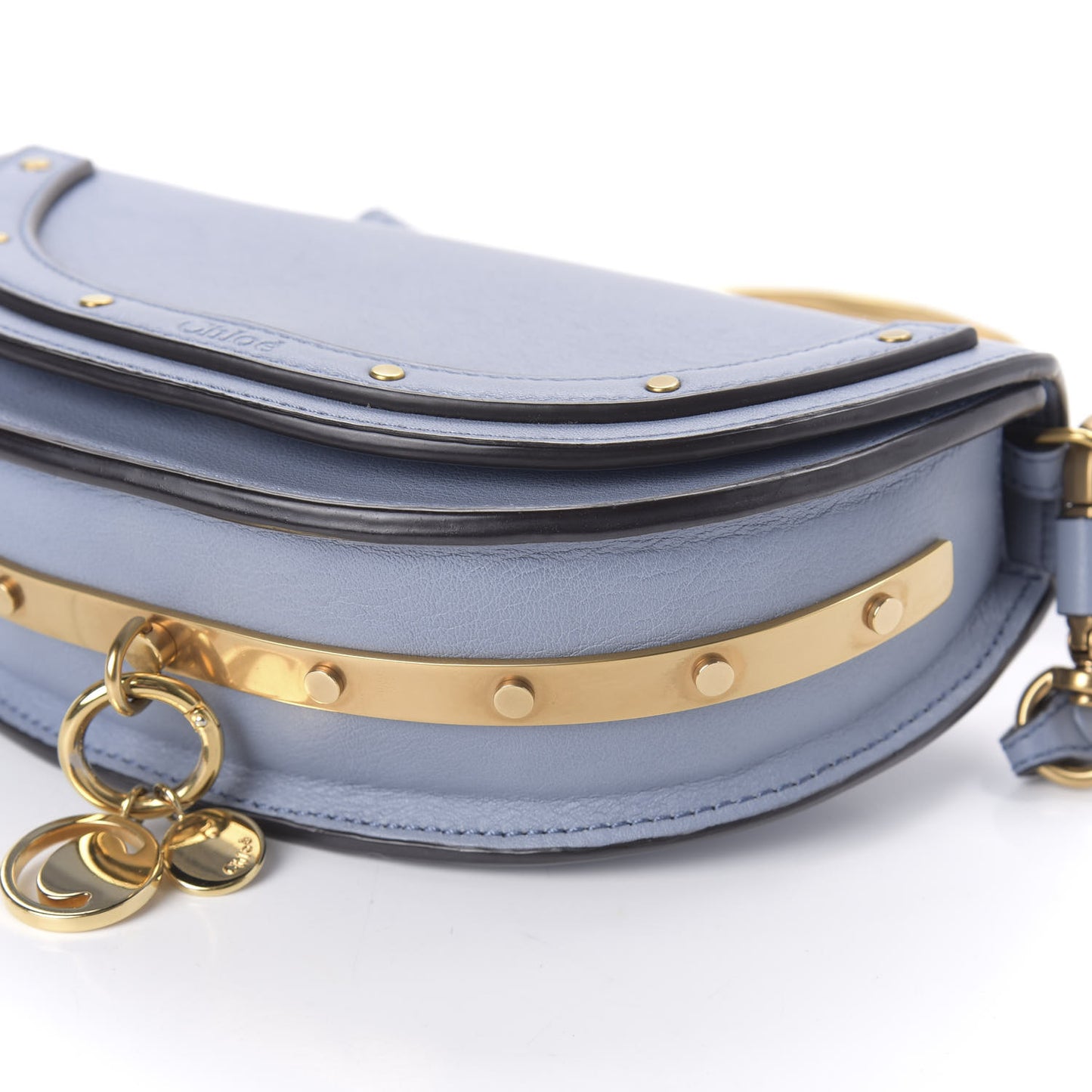 Calfskin Small Nile Bracelet Minaudiere Bag Street Blue