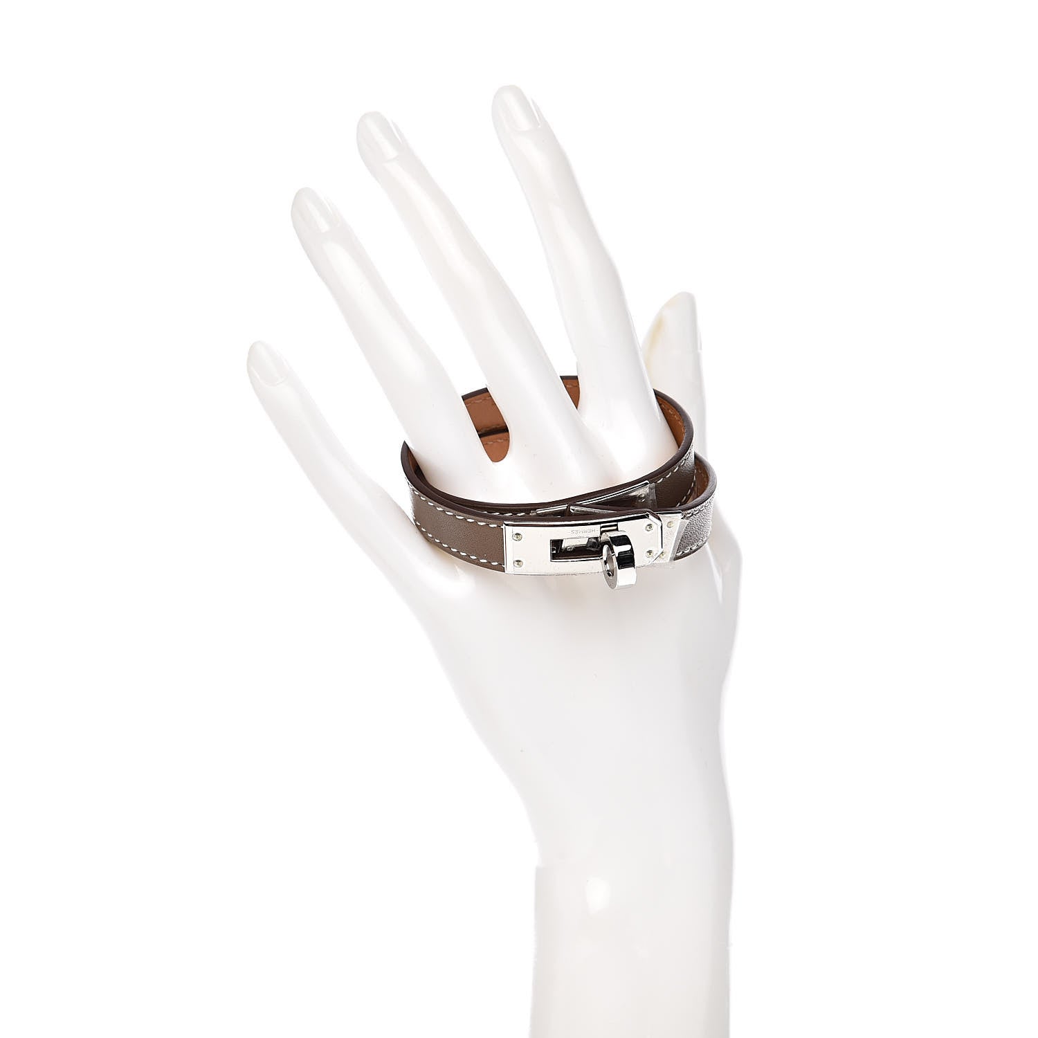 Hermes Tadelakt Kelly Double Tour Bracelet S Etoupe 2 of 7