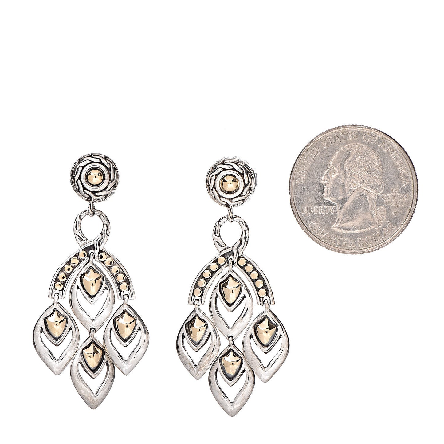 Sterling Silver 18K Yellow Gold Naga Chandelier Earrings