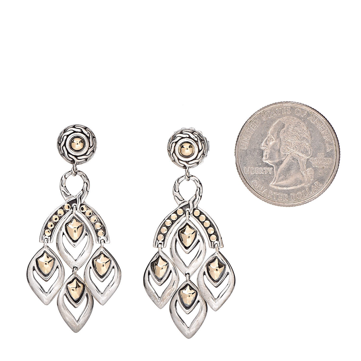 John Hardy Sterling Silver 18K Yellow Gold Naga Chandelier Earrings 3 of 5