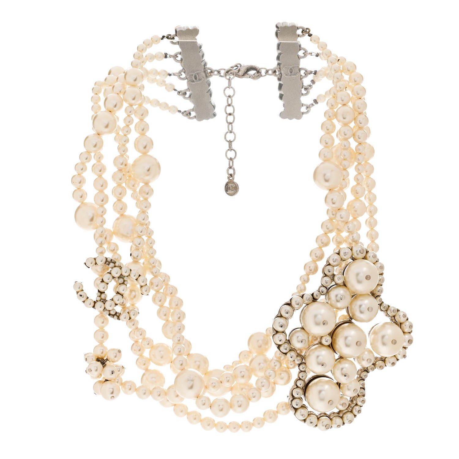 Chanel Pearl Multi Strand Choker Necklace Silver 3 of 7