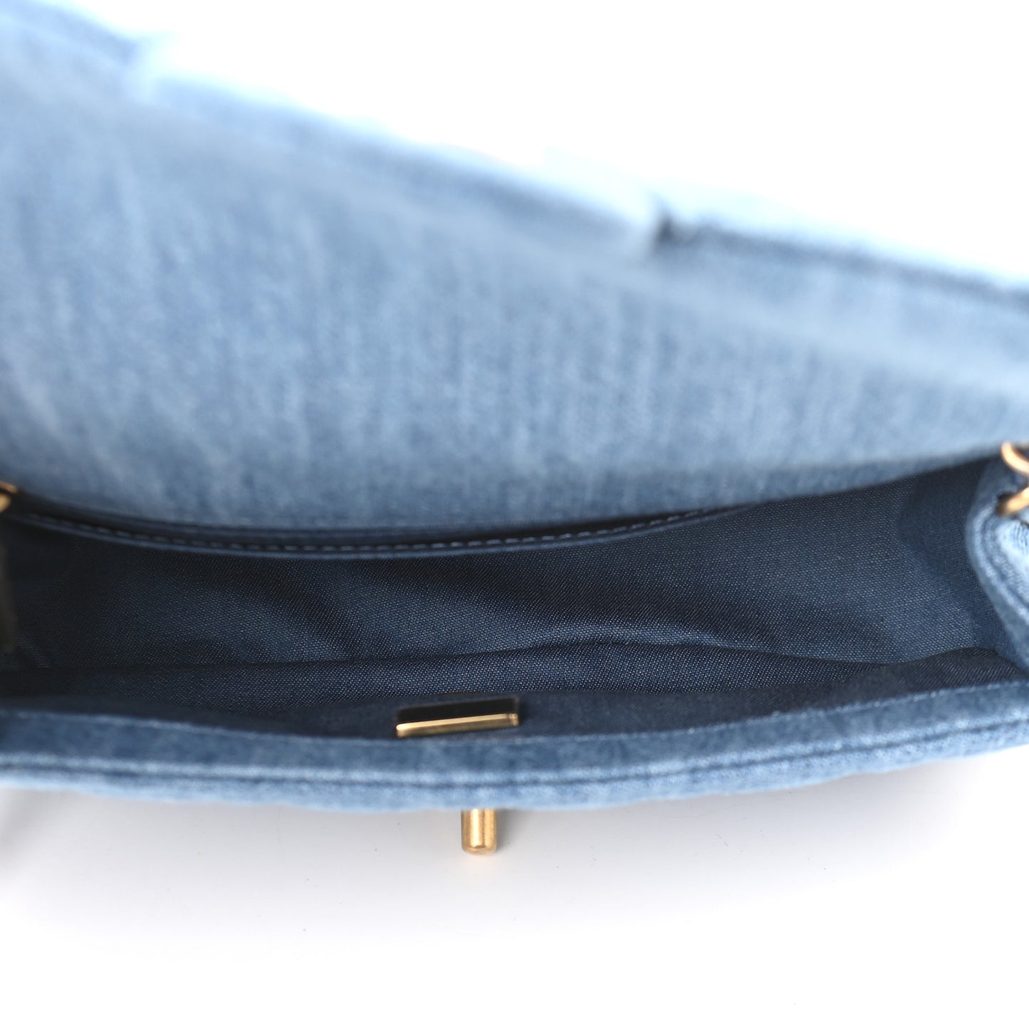 Denim Quilted Mini Pearl Crush Rectangular Flap Blue