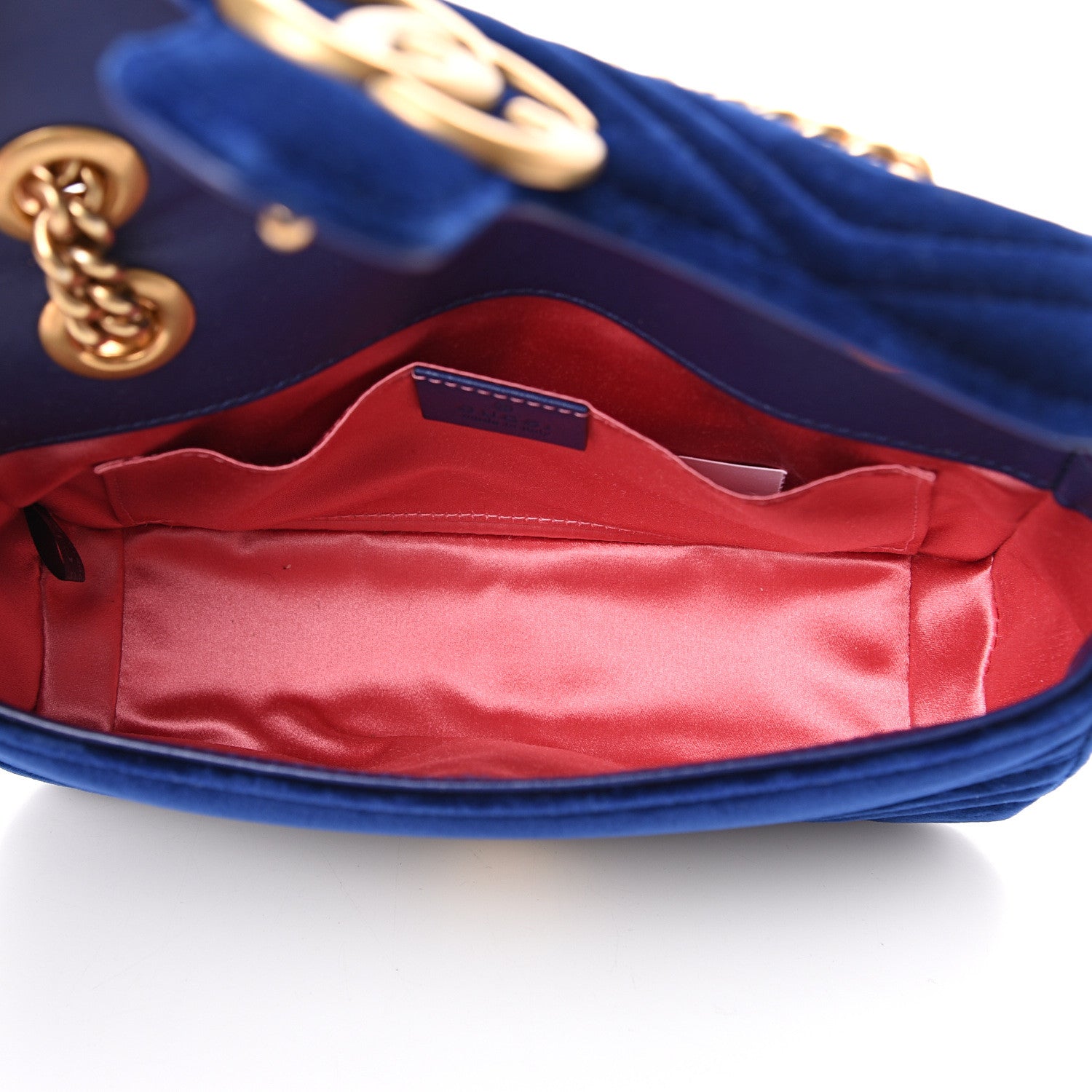 Gucci Velvet Matelasse Mini GG Marmont Shoulder Bag Cobalt Blue 4 of 9