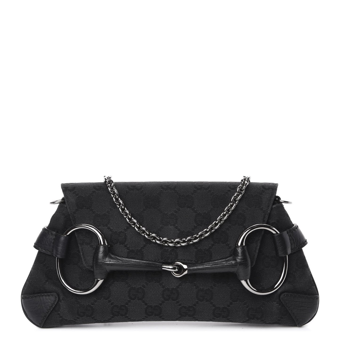 Monogram Horsebit Chain Clutch Black