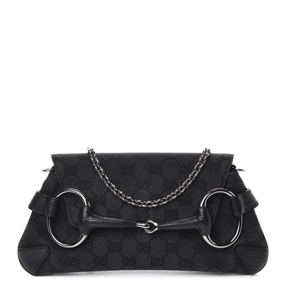 Gucci Monogram Horsebit Chain Clutch Black 1 of 10