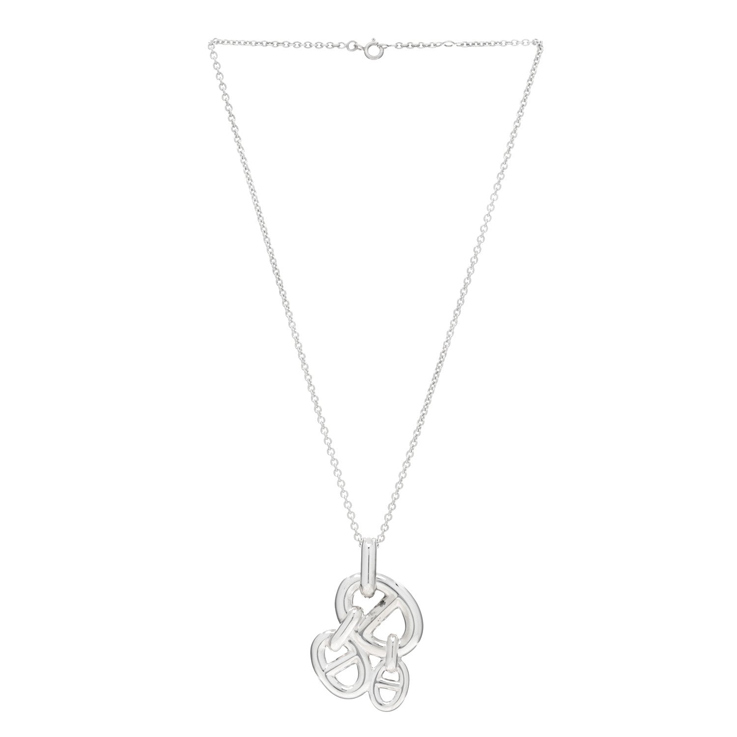 Hermes Sterling Silver Amulette Chaine d'Ancre Enchaine Pendant Necklace 2 of 5