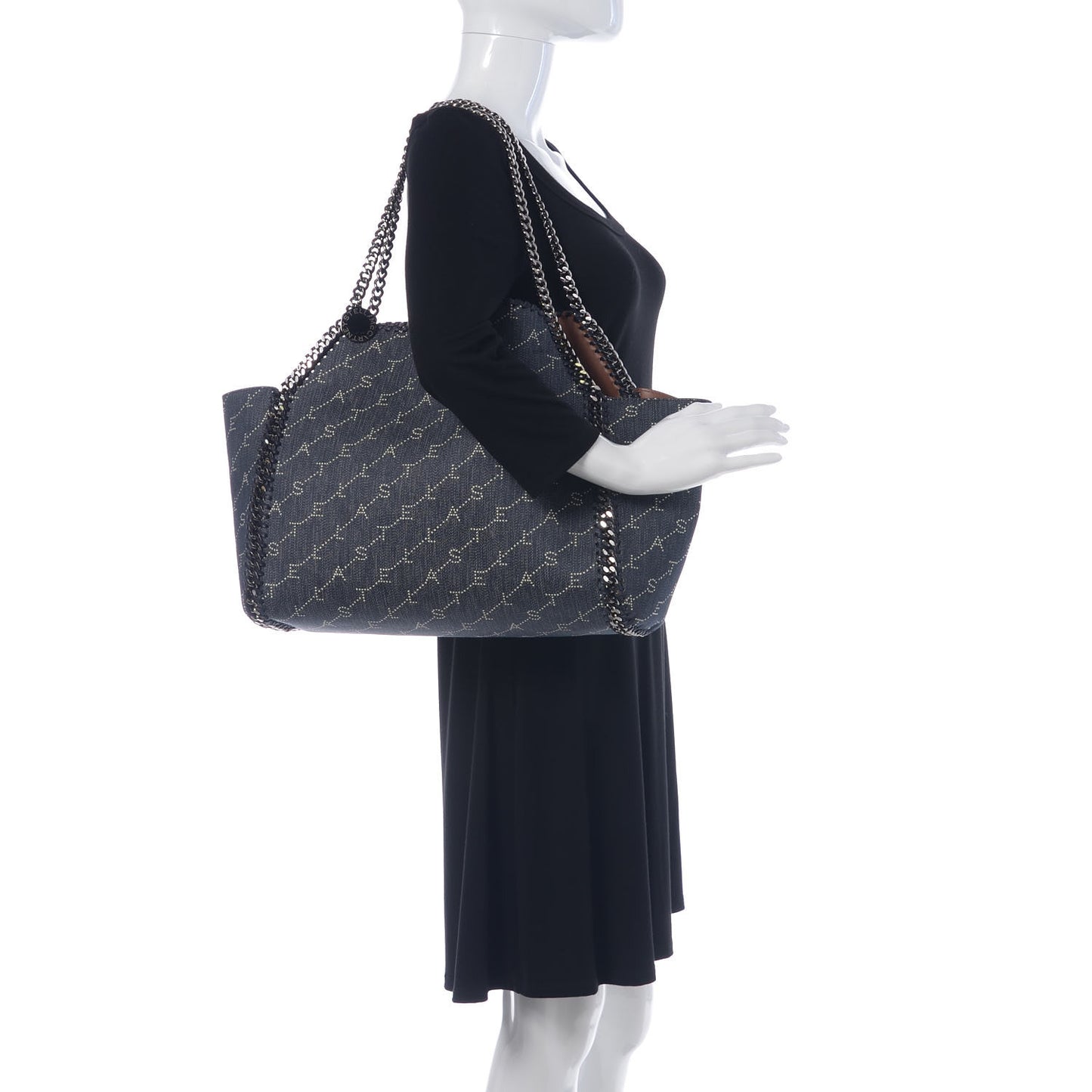 Denim Alter Nappa Logo Falabella Reversible Tote Navy