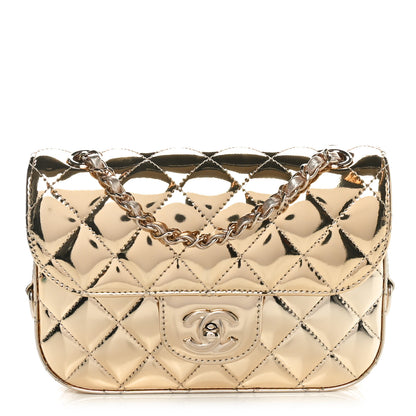 Chanel Mirror Calfskin Metallic Calfskin Quilted Hollywood Boulevard Mini Flap With Star Coin Purse Gold 1 of 12