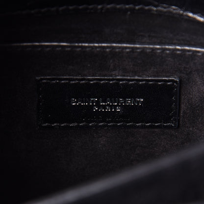 Saint Laurent Calfskin Crocodile Embossed Medium Monogram Sunset Black 6 of 10