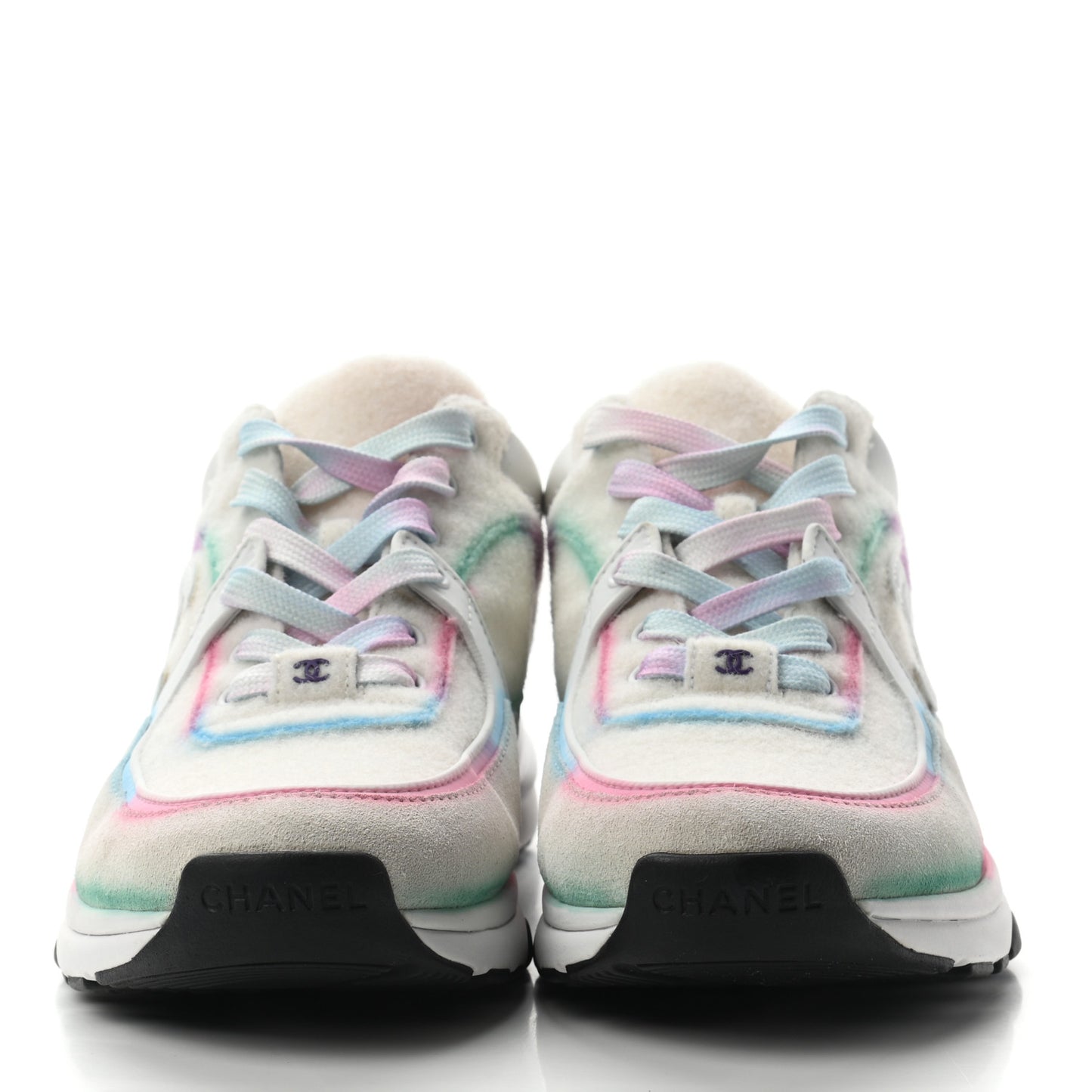 Wool Suede Calfskin CC Sneakers 38 Multicolor