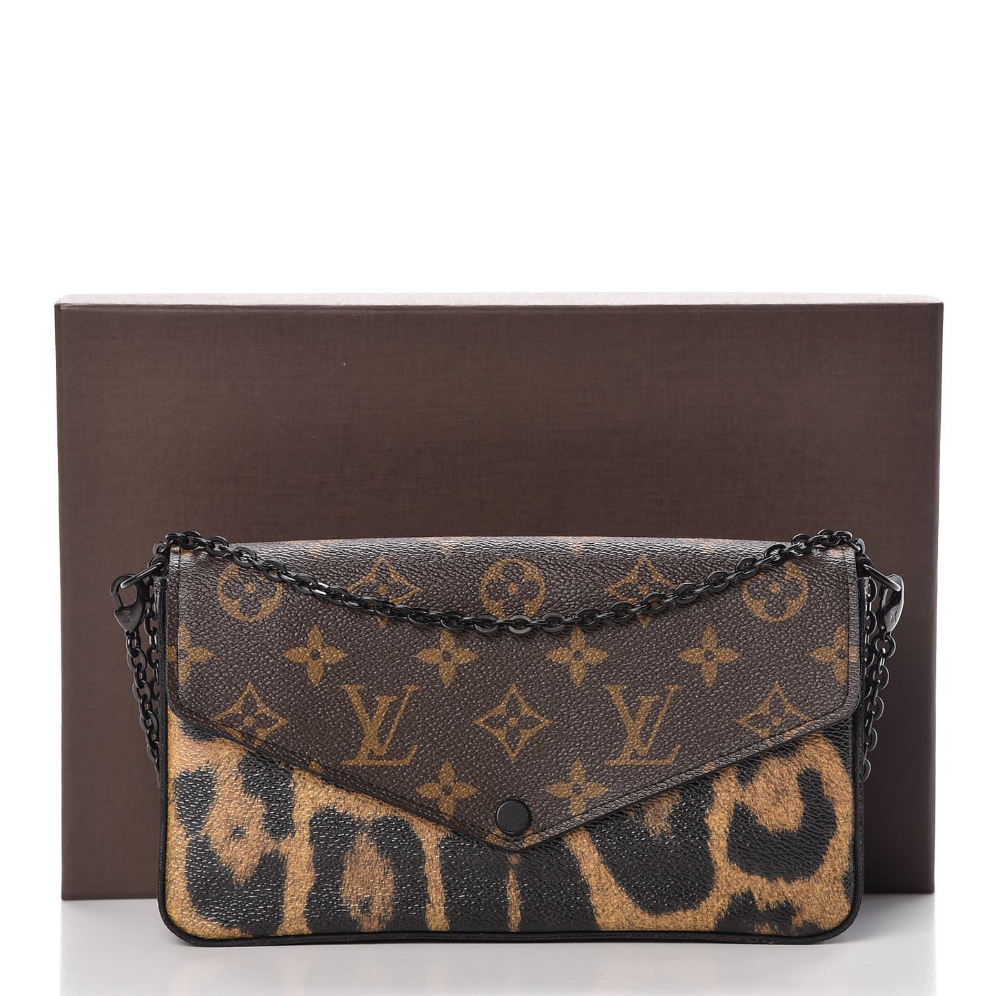 Monogram Animal Print Pochette Felicie Chain Wallet