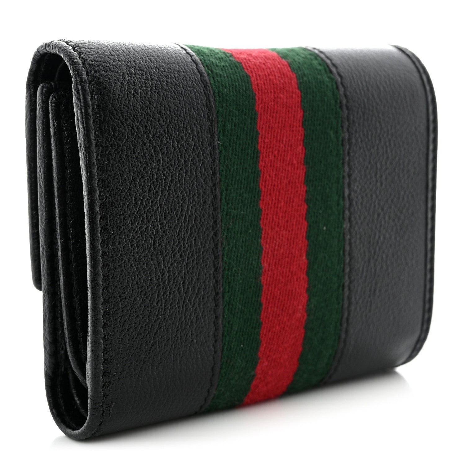 Gucci Textured Calfskin Web Rajah Trifold Black 3 of 10
