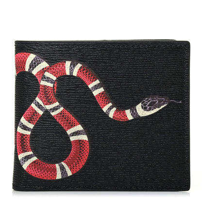 Gucci Shangai Calfskin Kingsnake Bi-Fold Wallet Black 1 of 4