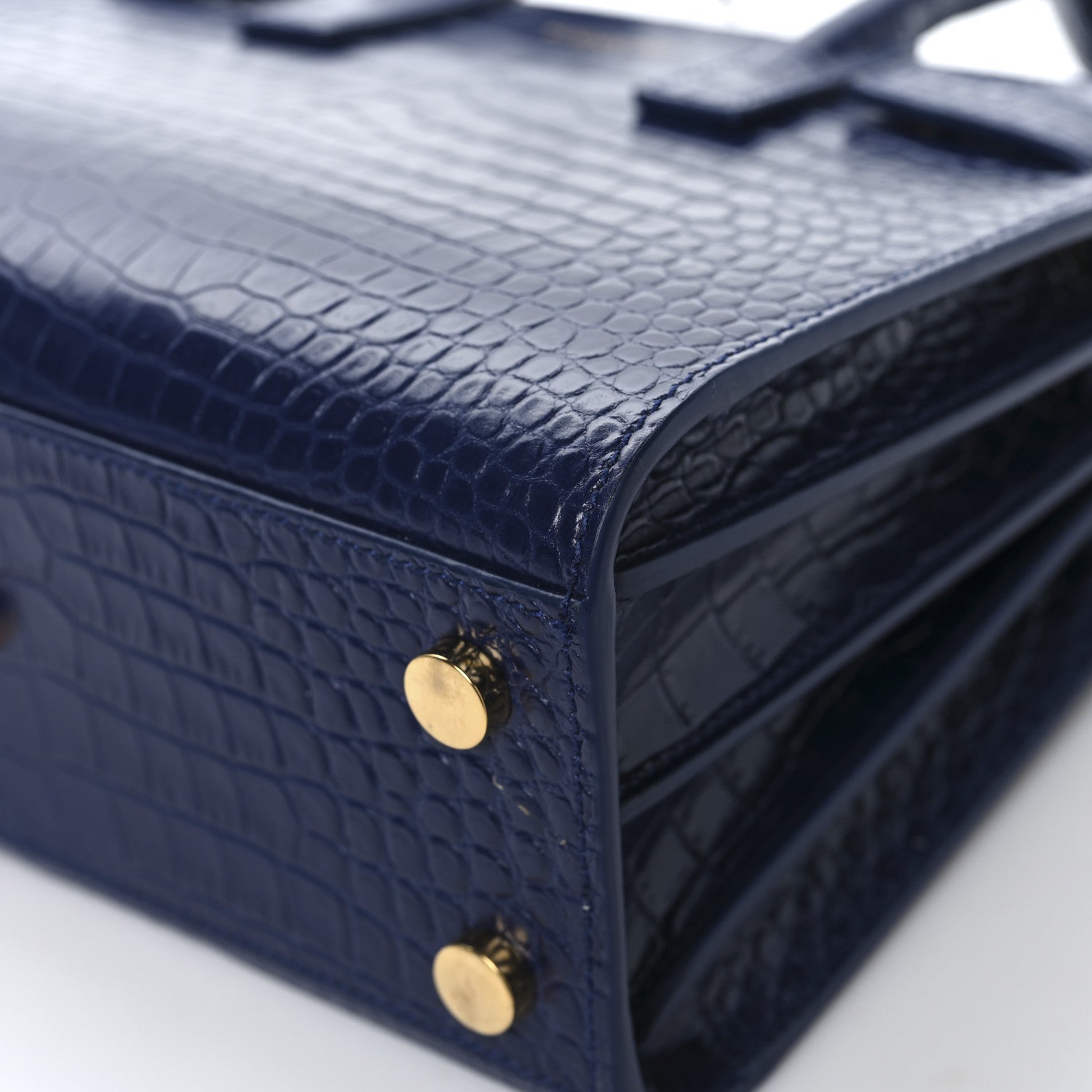 Saint Laurent Calfskin Crocodile Embossed Nano Sac De Jour Saphir 11 of 14