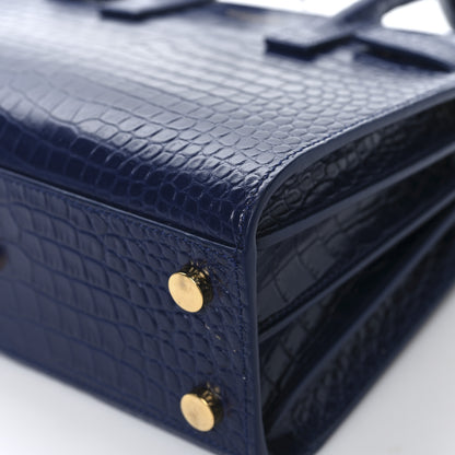 Saint Laurent Calfskin Crocodile Embossed Nano Sac De Jour Saphir 11 of 14