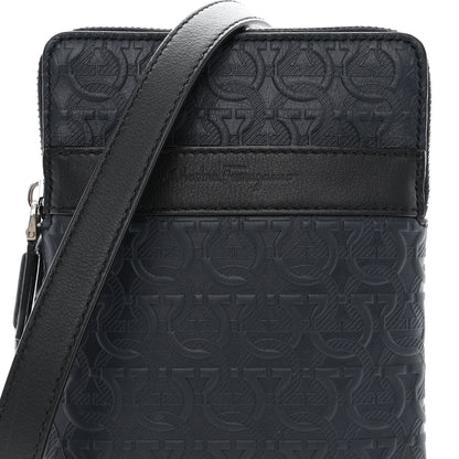 Salvatore Ferragamo Calfskin Gancini Embossed Travel Pouch Black 7 of 9