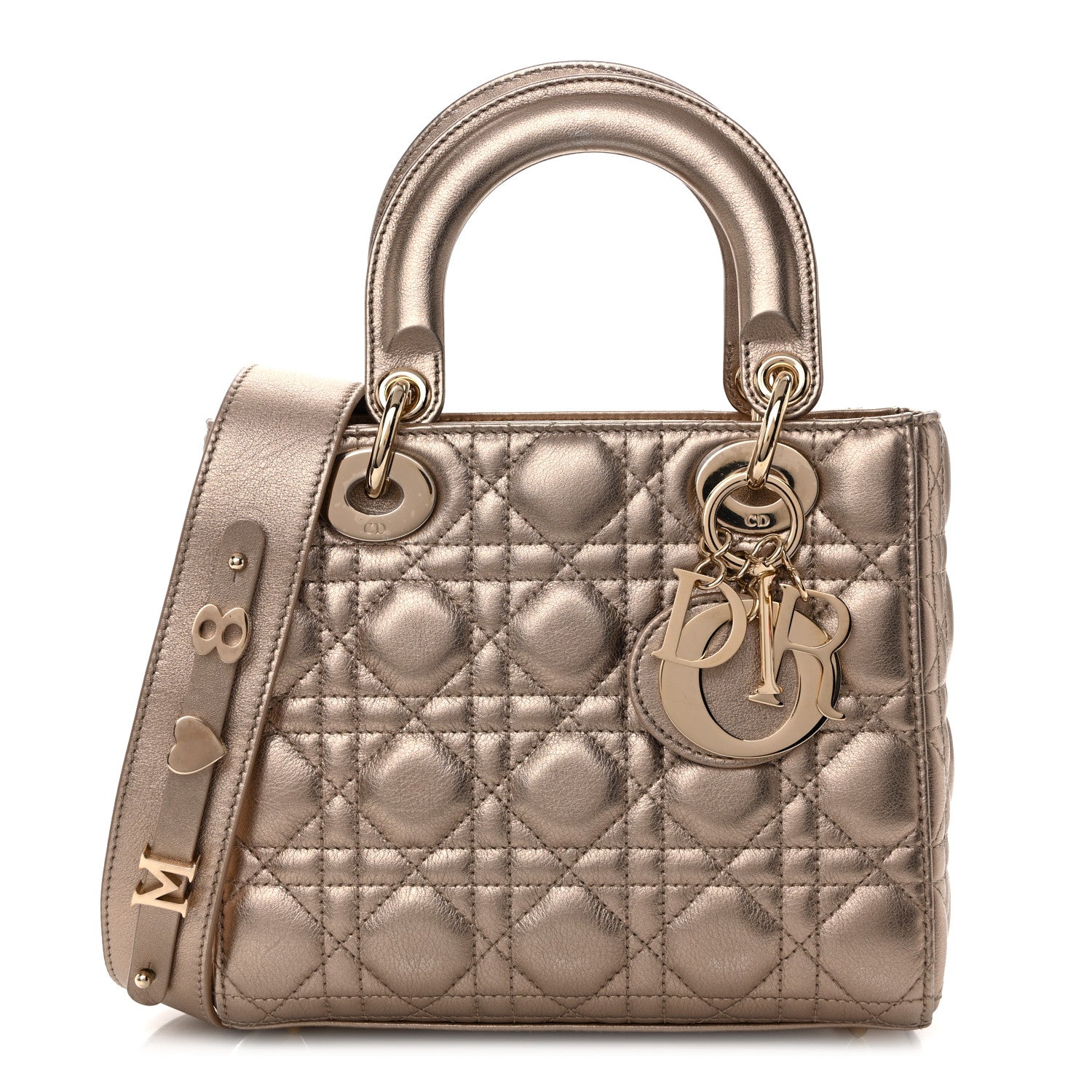 Christian Dior Metallic Lambskin Cannage Small My ABCDior Lady Dior Gold 1 of 11