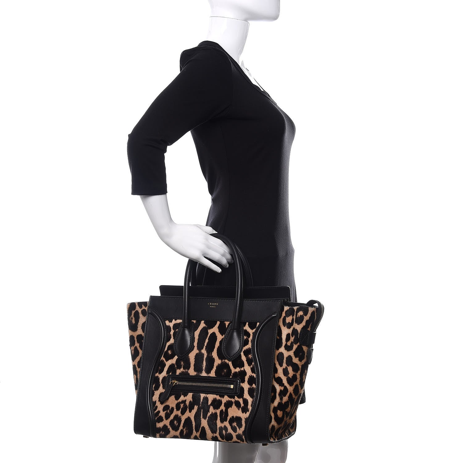 Celine Leopard Pony Hair Mini Luggage Brown 2 of 9