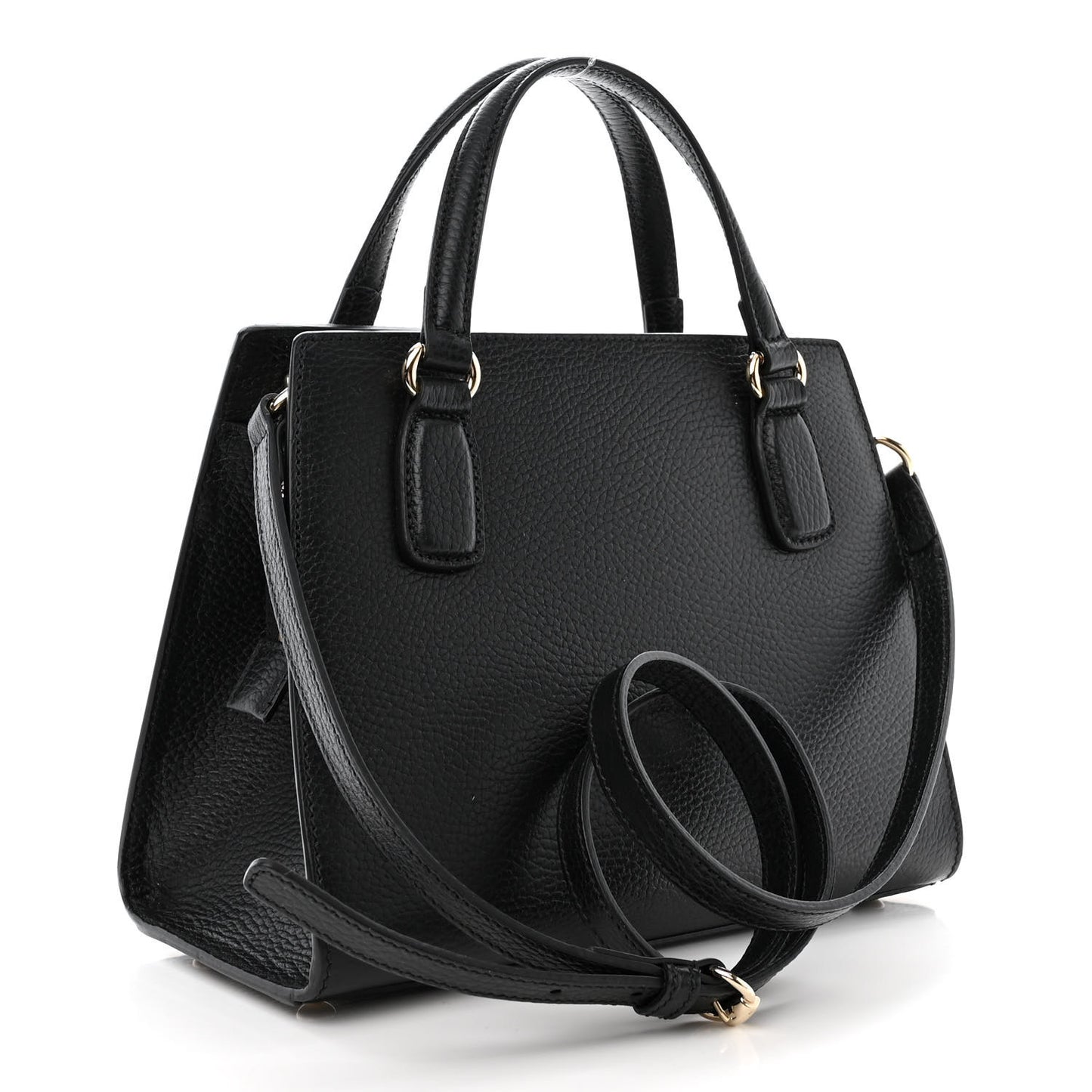 Dollar Calfskin Medium Soho Top Handle Satchel Black