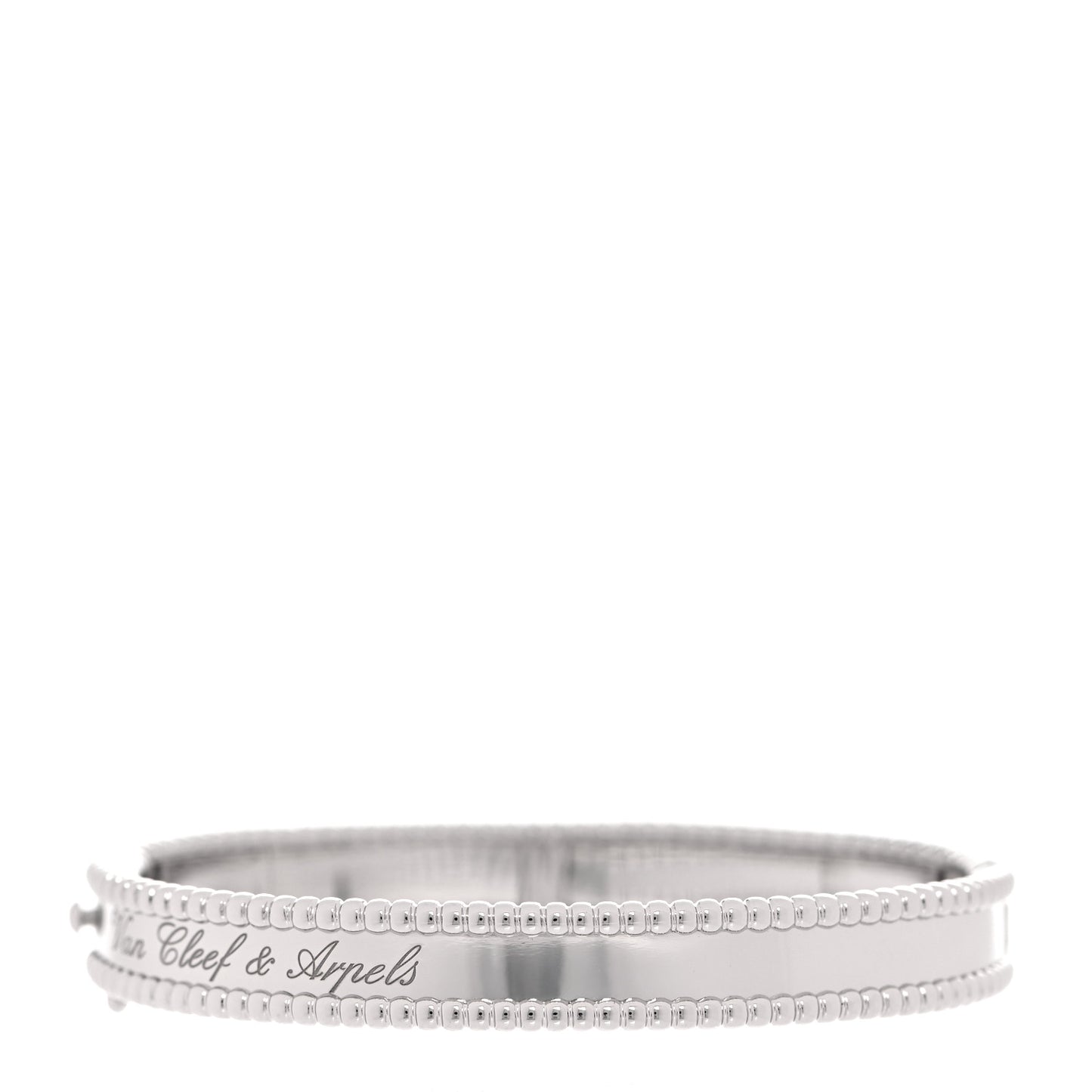 18K White Gold Perlee Signature Bangle Bracelet S